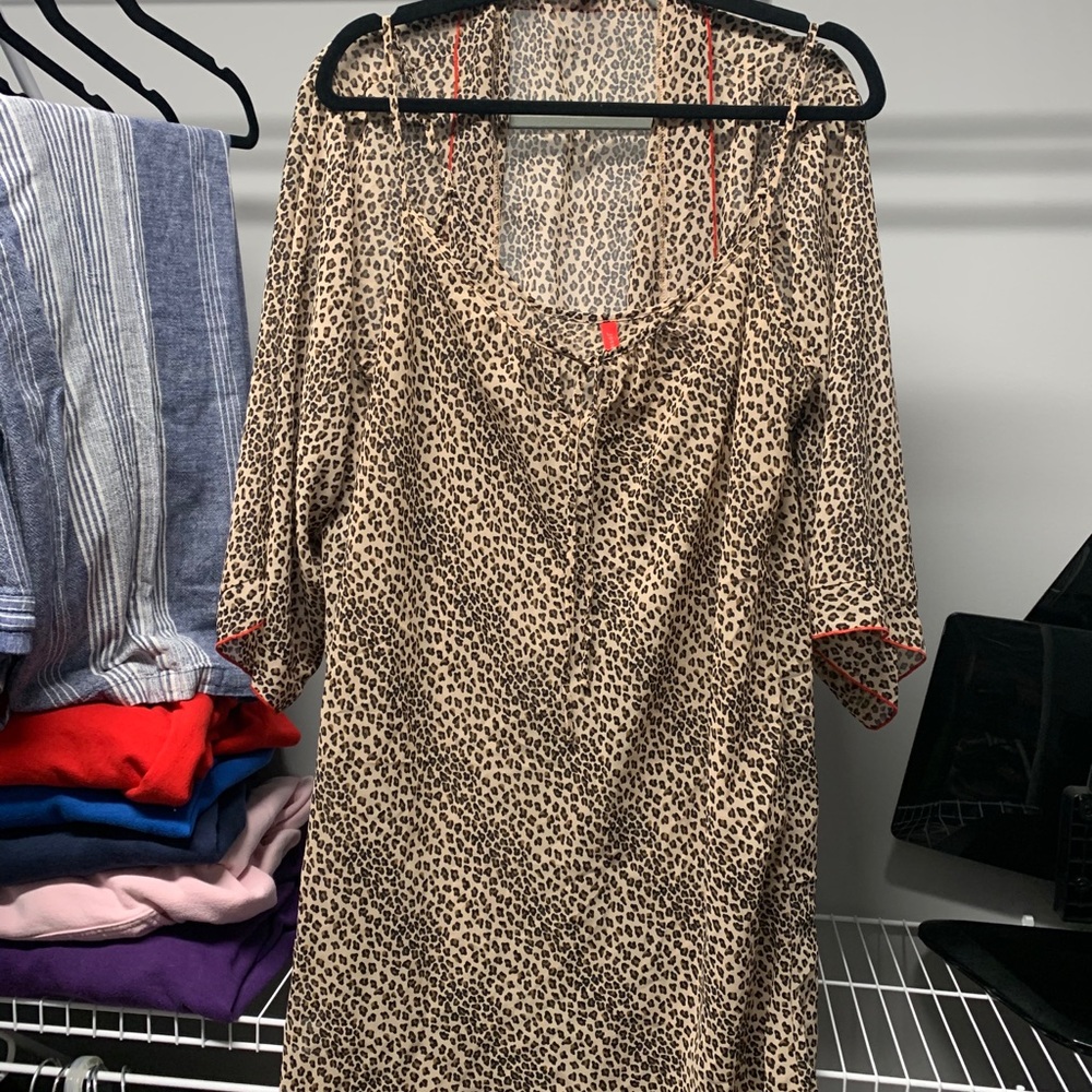 Leopard print nightie and robe set